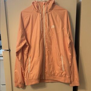 Nike Women’s Large Peach Zip Up Hooded Jacket Athletic‎ Everyday Casual Sporty